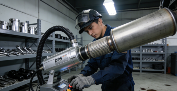 Technician performing a forced DPF regeneration